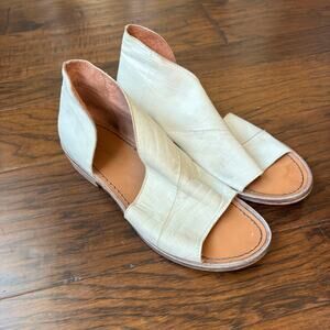 Free People Mont Blanc Distressed Leather Sandals Cream Boho Sz 41 11